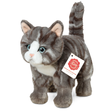 Peluche Gato Atigrado Gris 20 Cm De Teddy Hermann