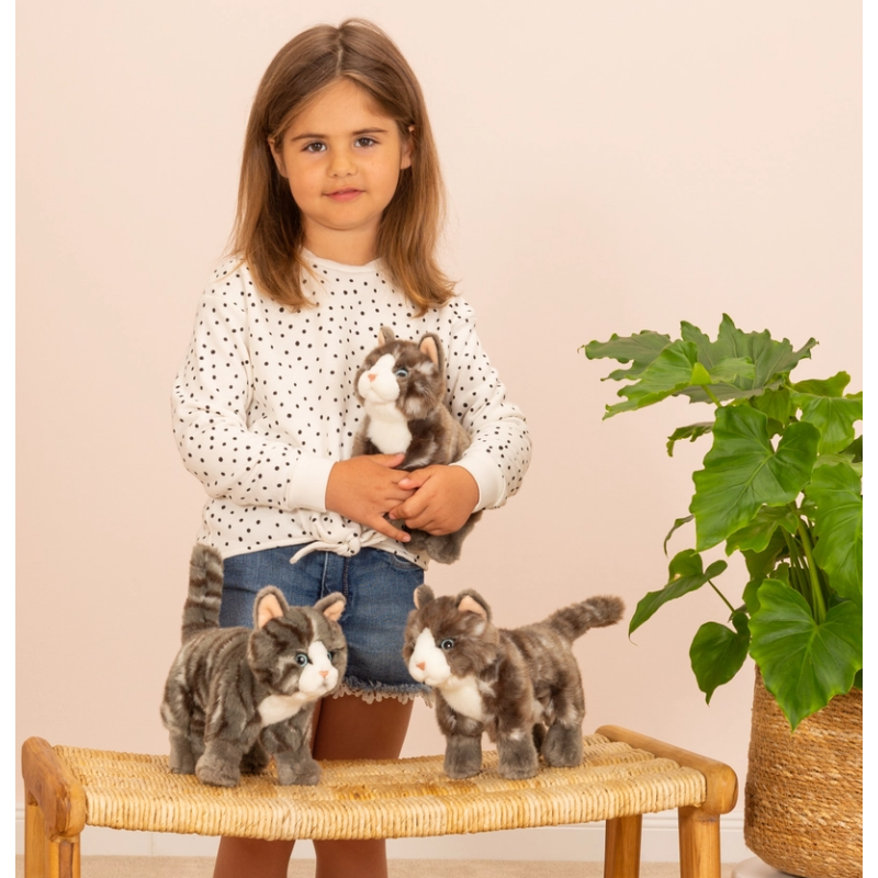 Peluche Gato Atigrado Gris 20 Cm
