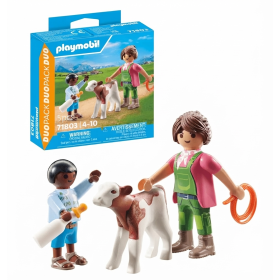 Playmobil Duo Pack Granjera con Ternero 71803