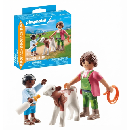 Playmobil Duo Pack Granjera con Ternero 71803