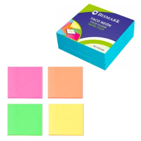 Taco de Notas Encolado Bismark Neón 400 Hojas 90 x 90 mm Surtido 2