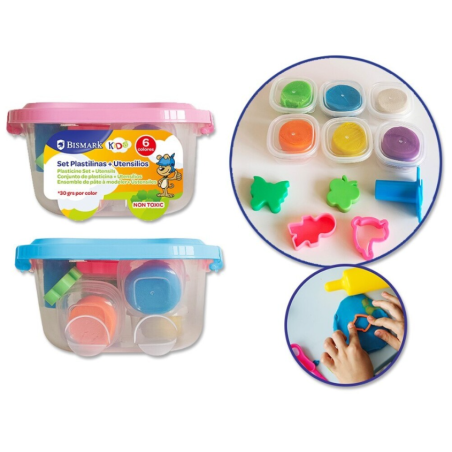 Caja Plastilina Bismark 6 Colores con Utensilios Surtido