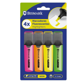 Pack 4 Marcadores Fluorescentes Bismark Colores Neón