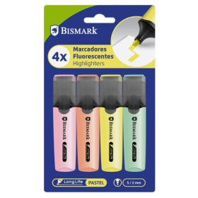 Pack 4 Marcadores Fluorescentes Bismark Colores Pastel