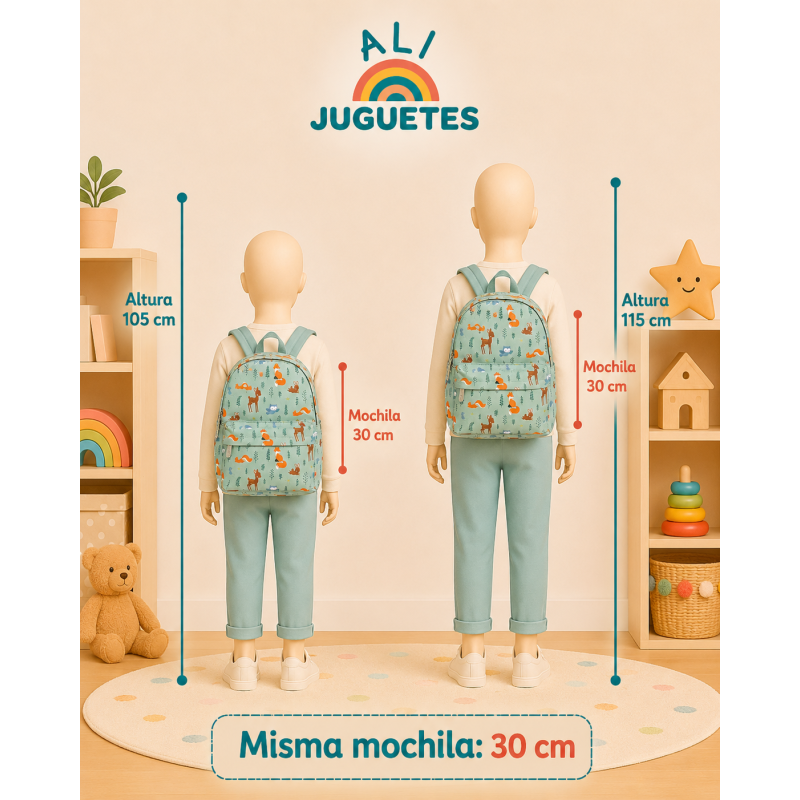 Mochila Infantil Animales Del Bosque 30 Cm