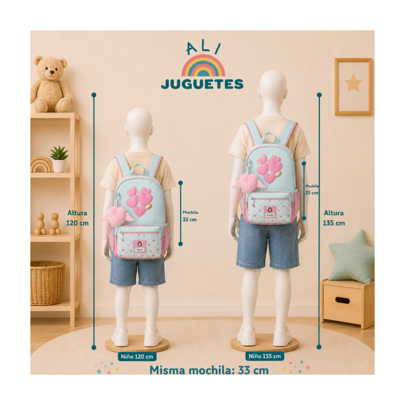 Mochila Escolar Enso Hearts Adaptable A Carro 33 Cm