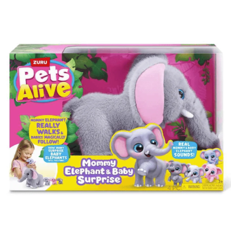 Pets Alive Mamá Elefante con Bebés Sorpresa