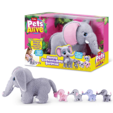 Pets Alive Mamá Elefante con Bebés Sorpresa
