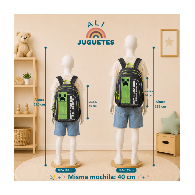 Minecraft Mochila Escolar Adaptable A Carro