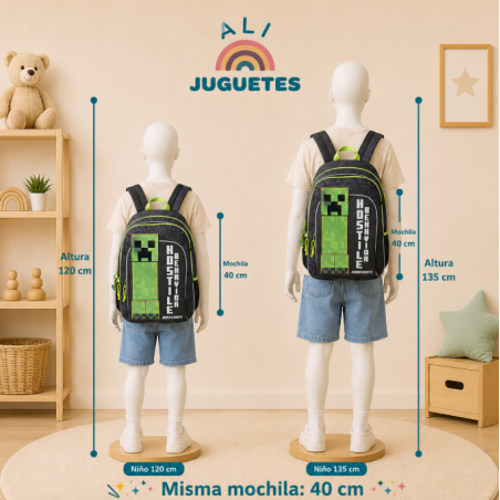 Minecraft Mochila Escolar Adaptable A Carro