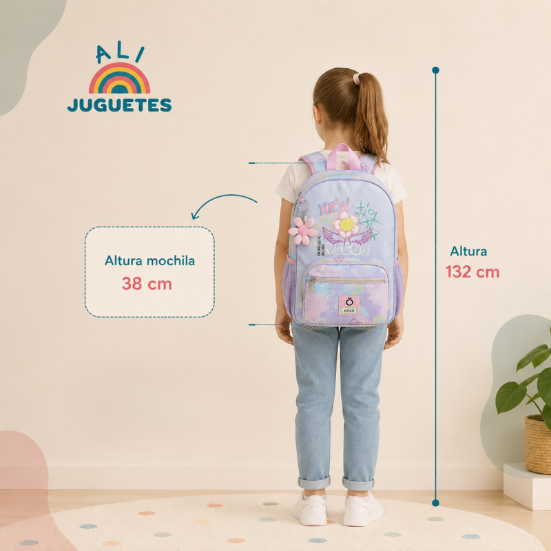 Mochila Escolar New Vibes 38 cm