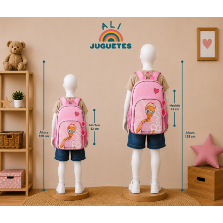 Mochila Escolar 42 Cm Barbie Adaptable a Carro