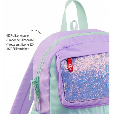 Back2Fun Mochila con 3 Bolsillos Lila y Turquesa 40 cm