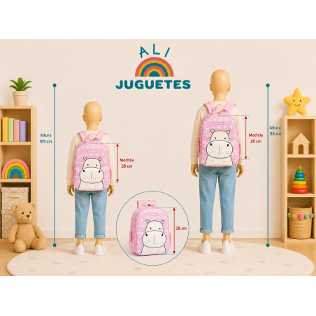 Mochila Infantil Hippo Rosa 28 Cm