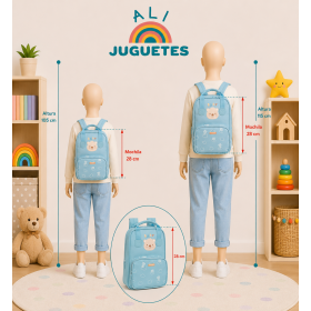 MOCHILA INFANTIL TURQUESA OSITO FACIL 2