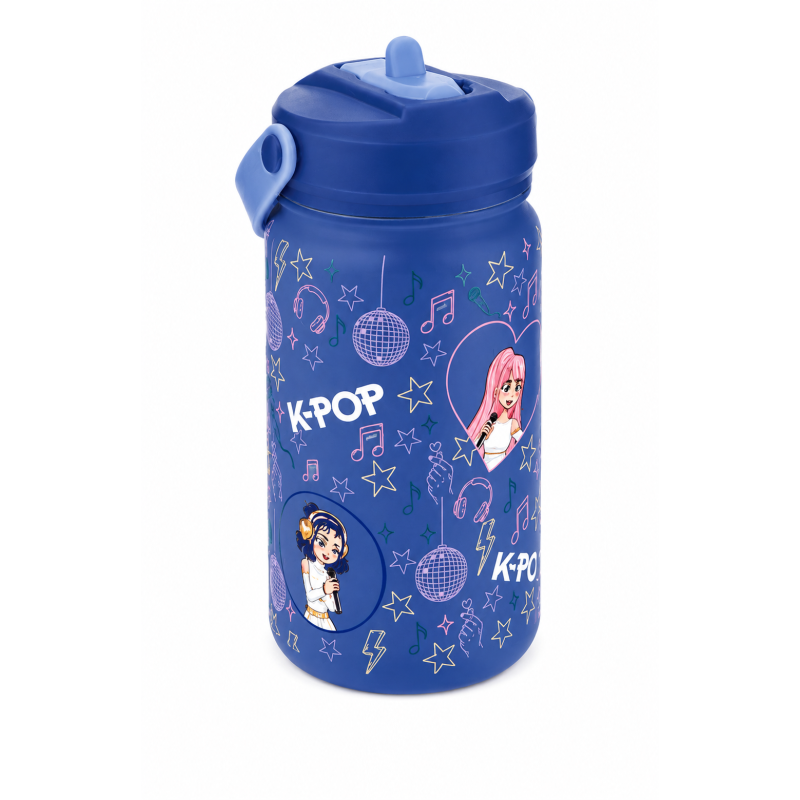 Botella Térmica Con Pajita K-Pop Azul 330 Ml De Aurea