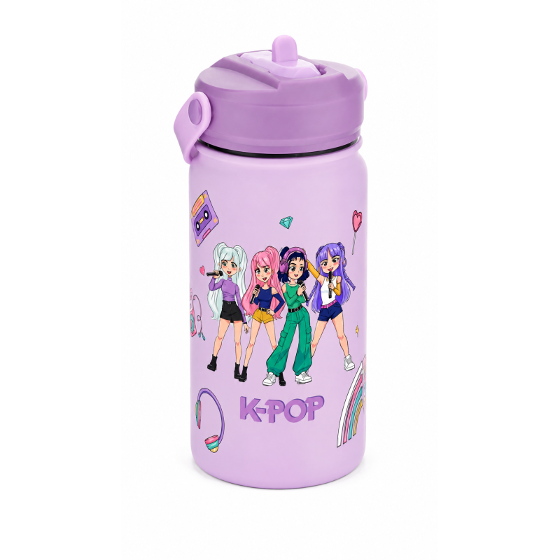 Botella Térmica Con Pajita K-Pop Lila 330 Ml De Aurea