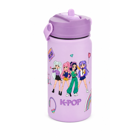 Botella Térmica Con Pajita K-Pop Lila 330 Ml De Aurea