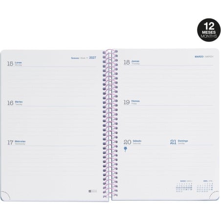 Agenda Escolar 26/27 A5 Lila Semana Vista