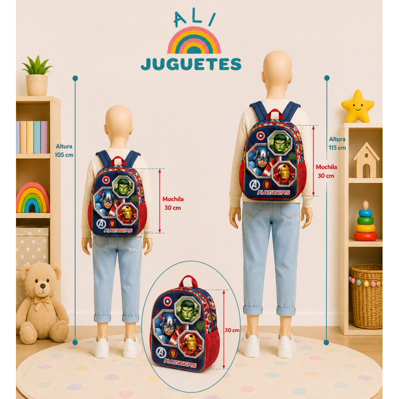 Mochila Infantil 3D Avengers Assemble 30 Cm