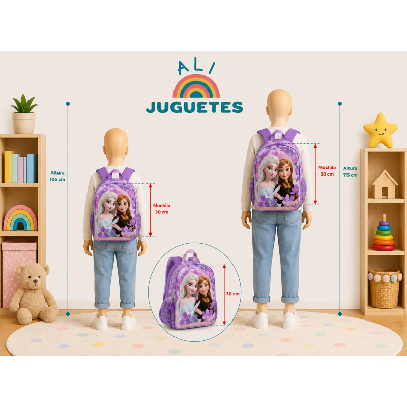 Mochila Infantil 3D Frozen Anna Y Elsa 30 Cm