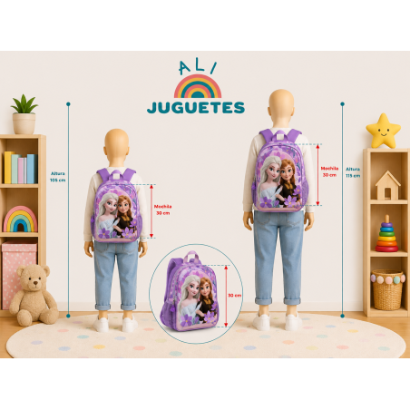 Mochila Infantil 3D Frozen Anna Y Elsa 30 Cm