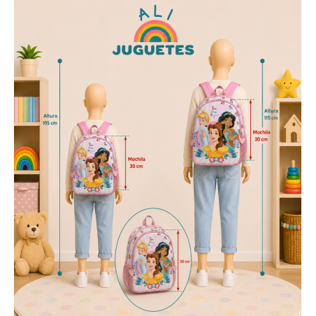 Mochila Infantil 3D Princesas Disney 30 Cm