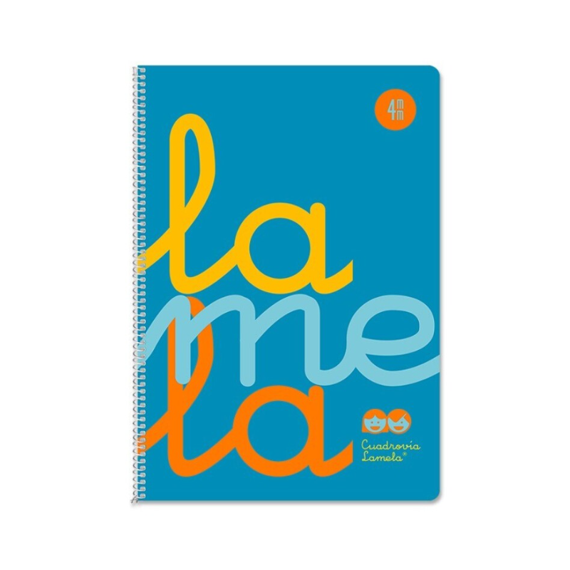 Cuaderno A4 PP Lamela 80 Hojas Cuadrícula 4 mm Azul