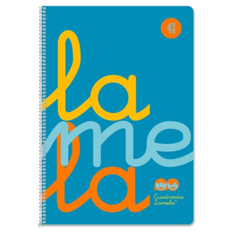 Cuaderno A4 PP Lamela 80 Hojas Cuadrícula 4 mm Azul