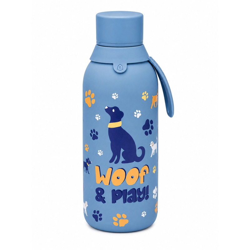 Botella Térmica Cerámica Azul Woof & Play 500 Ml