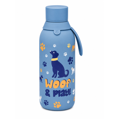 Botella Térmica Cerámica Azul Woof & Play 500 Ml