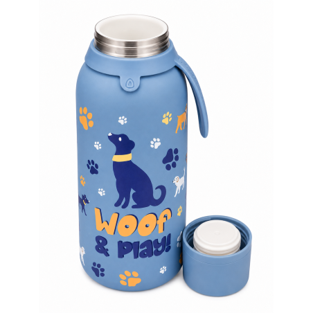 Botella Térmica Cerámica Azul Woof & Play 500 Ml