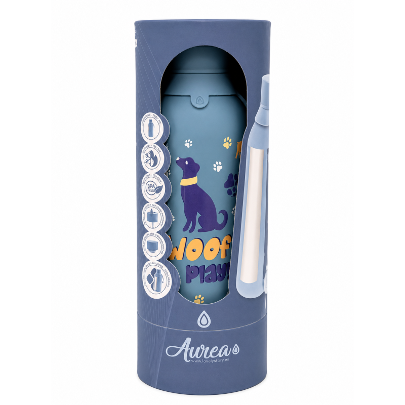 Botella Térmica Cerámica Azul Woof & Play 500 Ml