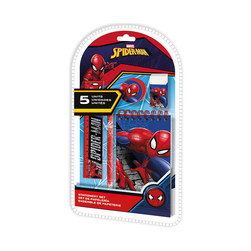 Set De Papeleria Spiderman 5 Piezas De Vuelta Al Cole