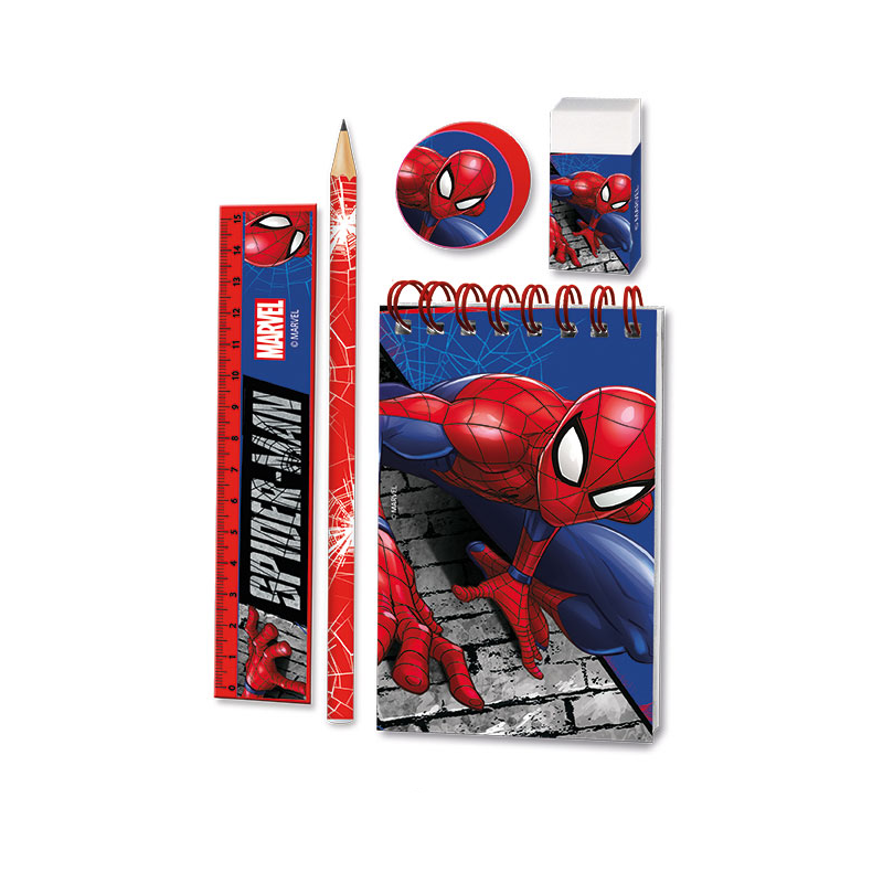 Set De Papelería Spiderman 5 Piezas