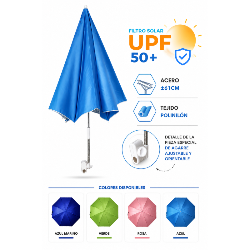 Sombrilla Acero 61 cm UPF 50+ Surtido