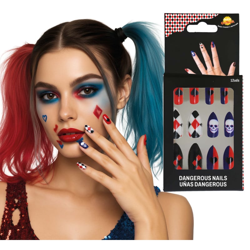 Uñas Postizas Dangerous Harley Quinn De Fiestas Guirca