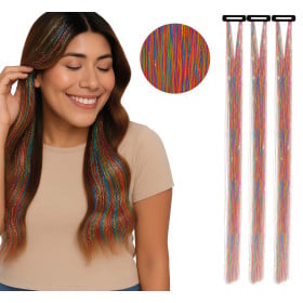 Mechones Brillantes De Pelo Sintético Multicolor De Guirca