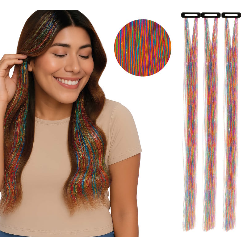 Mechones Brillantes De Pelo Sintético Multicolor De Guirca