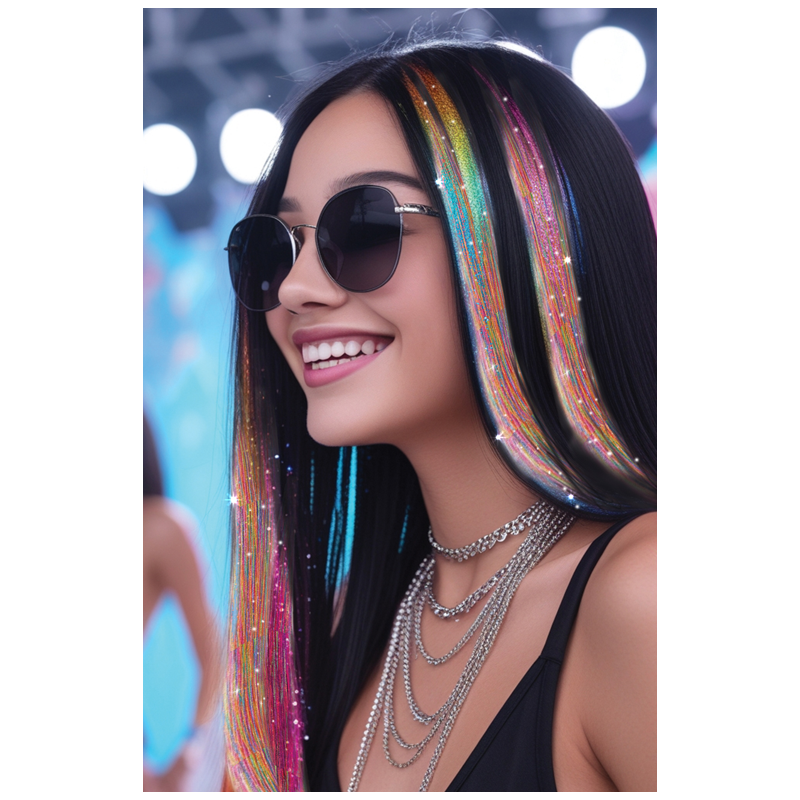 Mechones Brillantes De Pelo Sintético Multicolor