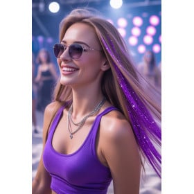 Mechones Brillantes De Pelo Sintético Púrpuras De Fiestas Guirca 2