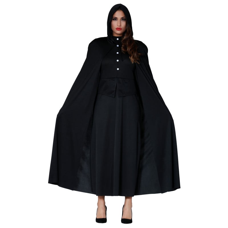 Capa Negra Con Capucha 135 Cm De Fiestas Guirca