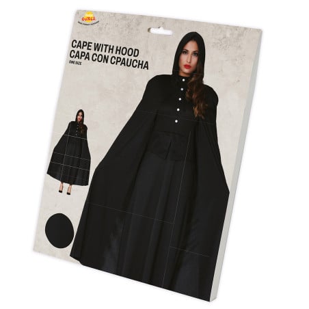 Capa Negra Con Capucha 135 Cm