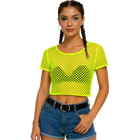 Camiseta De Rejilla Amarilla Neón De Fiestas Guirca