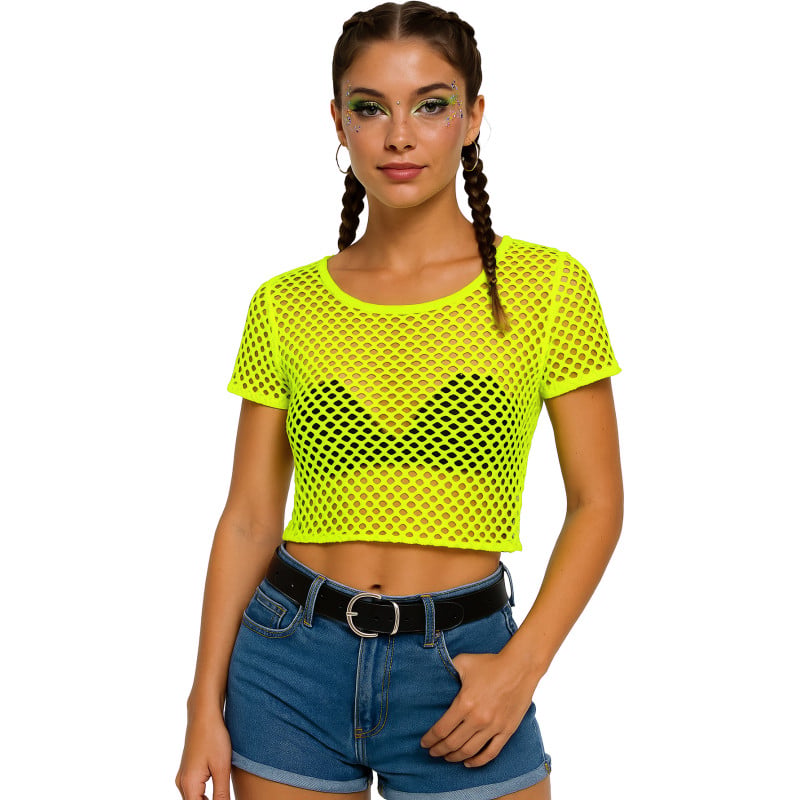 Camiseta De Rejilla Amarilla Neón De Fiestas Guirca