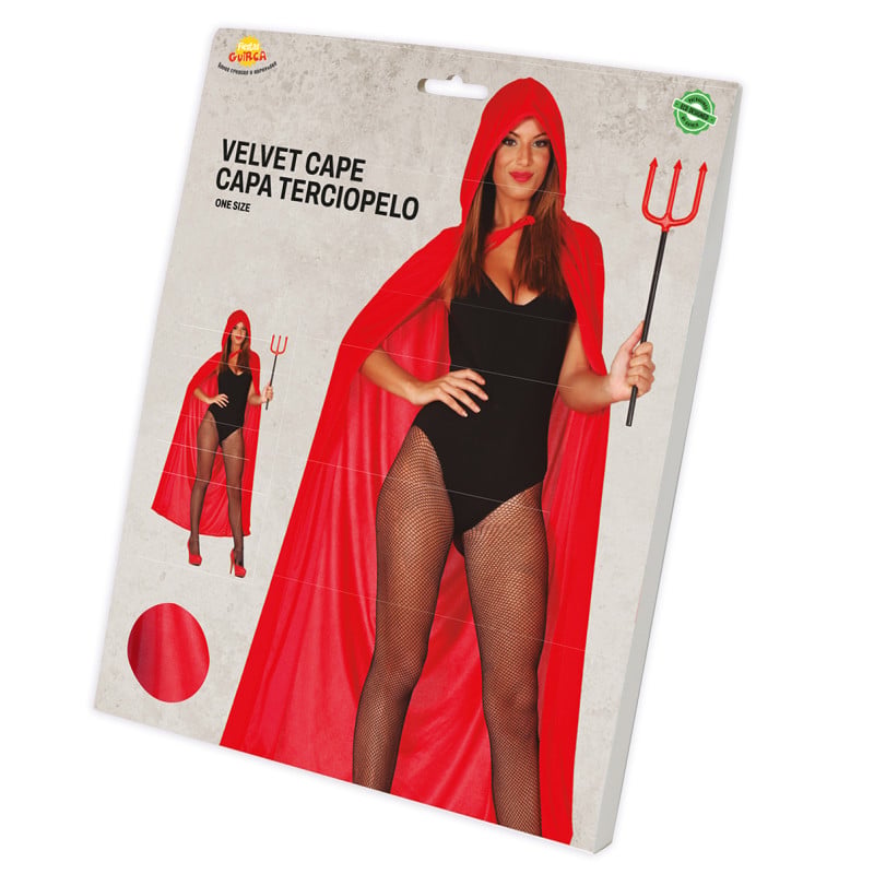 Capa Roja Con Capucha De Terciopelo