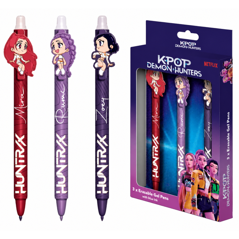 Set 3 Bolígrafos Borrables K-Pop Demon Hunters