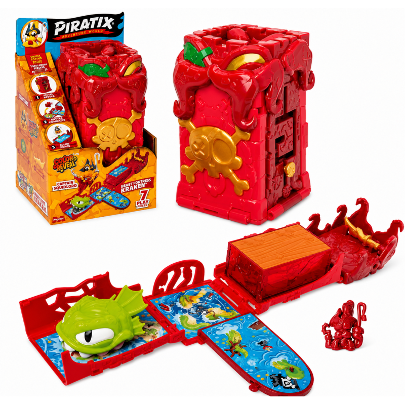 Piratix Secret Treasure Fortaleza Kraken con Figura Color Reveal