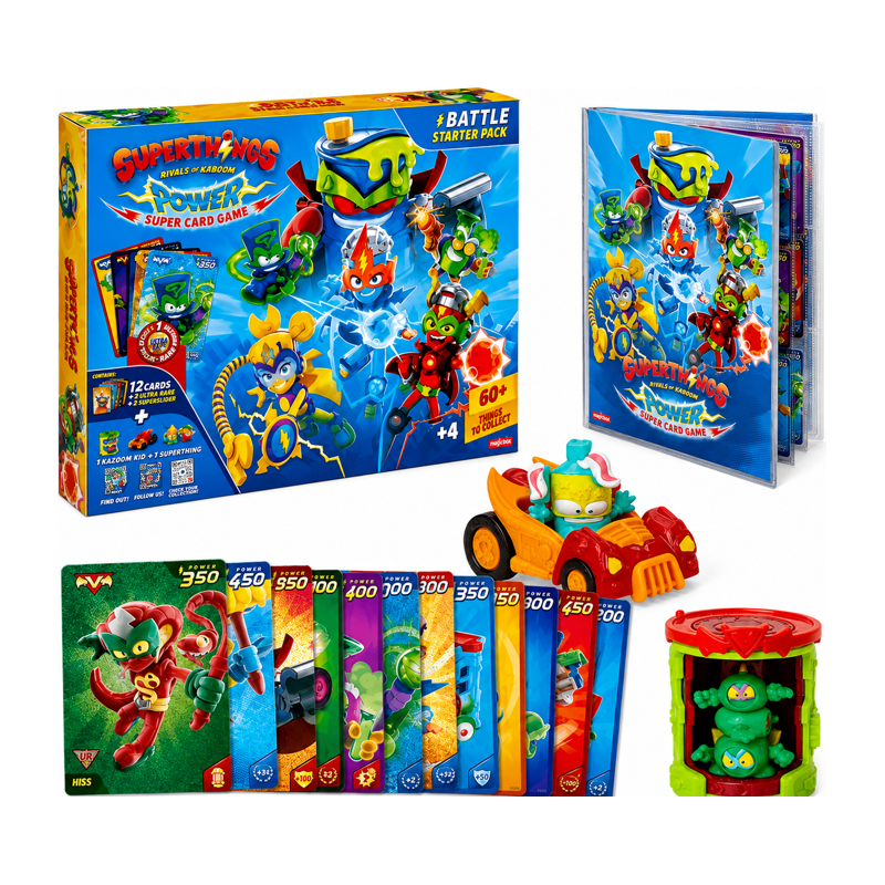 SuperThings Power Battle Starter Pack con Figuras, Vehículo y Cartas