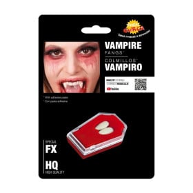 Colmillos De Vampiro Con Adhesivo De Fiestas Guirca